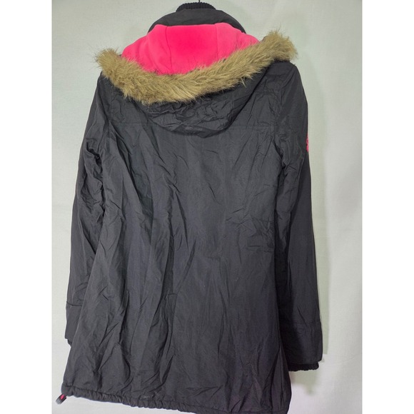 Superdry Women's Black Pink Fur‎ Hood Parka Jacket Coat xs - Picture 13 of 16